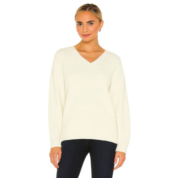 Laurie Felt Sweaters - Laurie Felt Plush Cloud Ribbed V-Neck Sweater in Ivory – NEW, Size 1X
